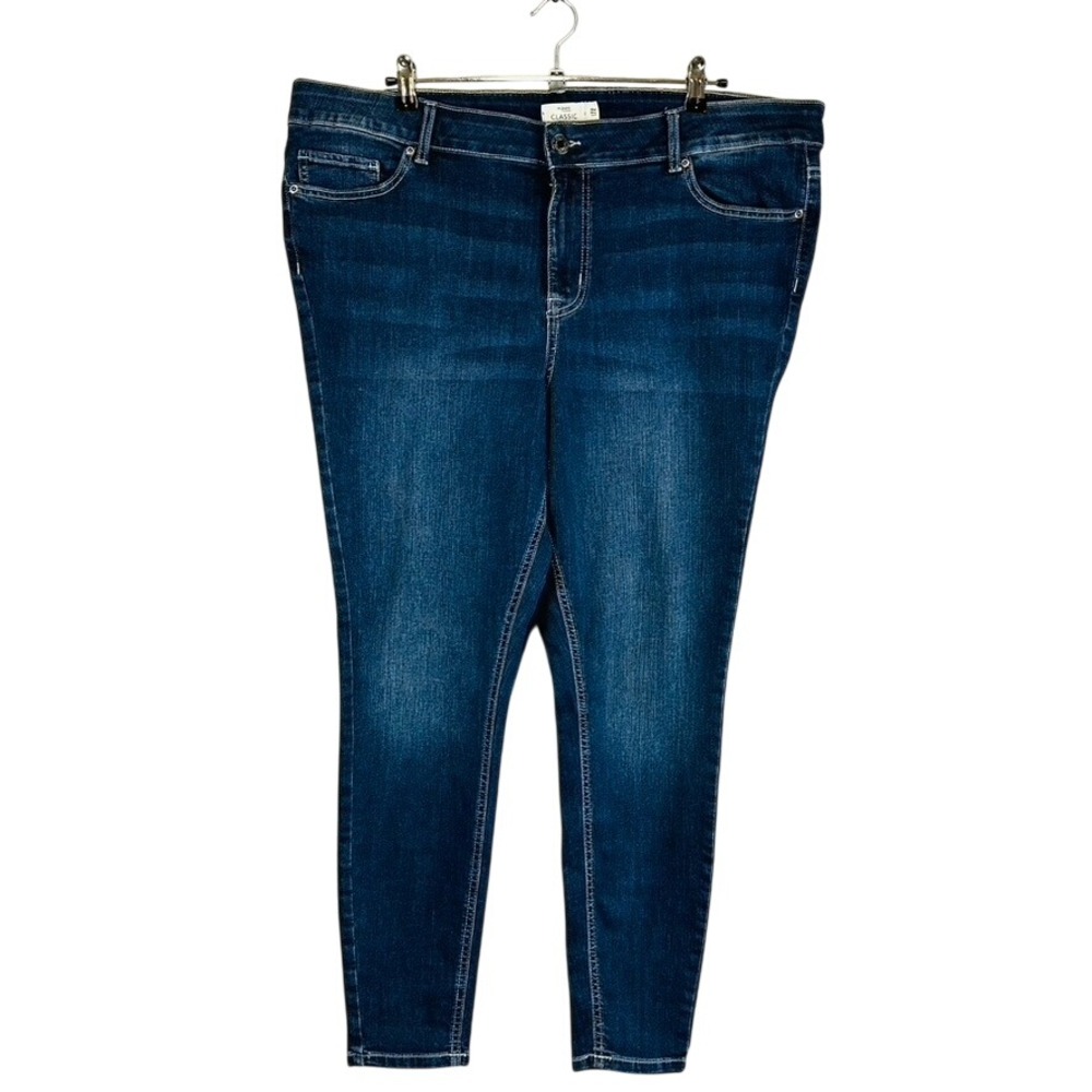 Maurices Womans Sz 20W Plus Skinny Jeans Blue‎ Denim Pockets Stretch Mid Fit